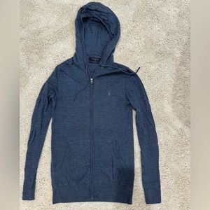 All Saints Mode Merino Zip Up Hoodie Blue XS